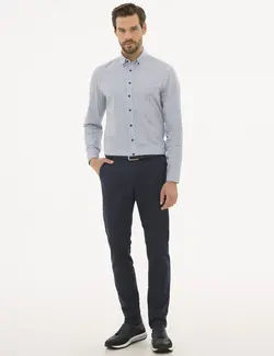 پیراهن آستین بلند مردانه سرمه ای پیرکاردین