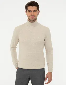 پلیور مردانه قهوه ای روشن پیرکاردین