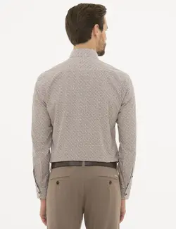 پیراهن آستین بلند مردانه شتری پیرکاردین