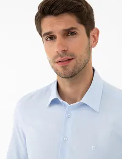 پیراهن آستین بلند مردانه آبی روشن پیرکاردین