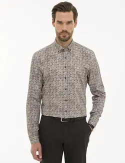 پیراهن آستین بلند مردانه خاکستری پیرکاردین