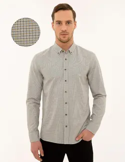 پیراهن آستین بلند مردانه سبز پیرکاردین