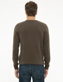 پلیور مردانه خاکی ملانژ پیرکاردین