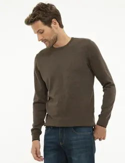 پلیور مردانه خاکی ملانژ پیرکاردین