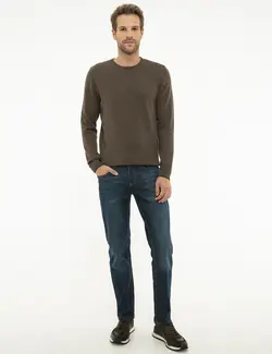 پلیور مردانه خاکی ملانژ پیرکاردین