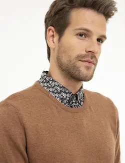 پلیور مردانه زنجبیلی ملانژ پیرکاردین