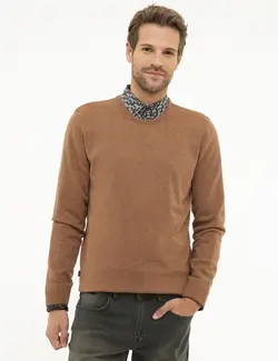 پلیور مردانه زنجبیلی ملانژ پیرکاردین