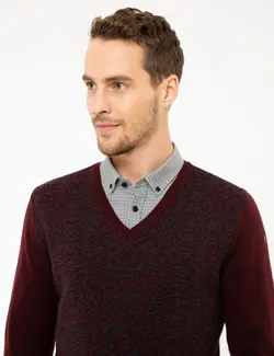 پلیور مردانه زرشکی پیرکاردین