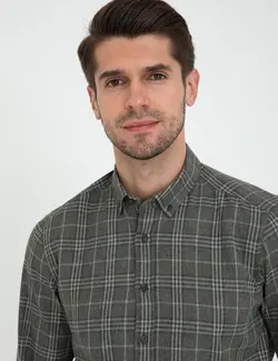 پیراهن آستین بلند مردانه خاکی پیرکاردین