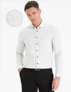 پیراهن آستین بلند مردانه خاکستری روشن پیرکاردین