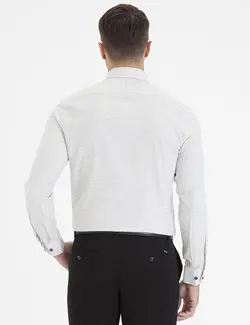 پیراهن آستین بلند مردانه خاکستری روشن پیرکاردین