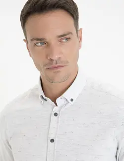 پیراهن آستین بلند مردانه خاکستری روشن پیرکاردین