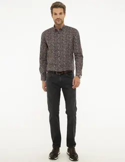 پیراهن آستین بلند مردانه قهوه ای پیرکاردین