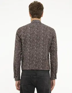 پیراهن آستین بلند مردانه قهوه ای پیرکاردین