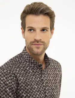 پیراهن آستین بلند مردانه قهوه ای پیرکاردین