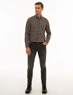 پیراهن آستین بلند مردانه قهوه ای پیرکاردین