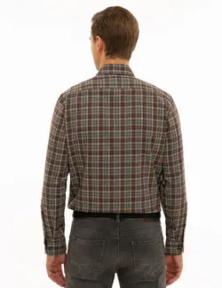 پیراهن آستین بلند مردانه قهوه ای پیرکاردین