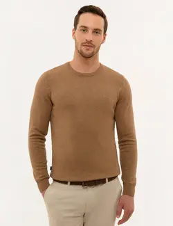 پلیور مردانه شتری ملانژ پیرکاردین