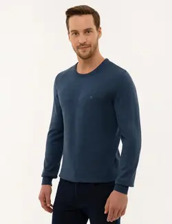 پلیور مردانه نیلی ملانژ پیرکاردین