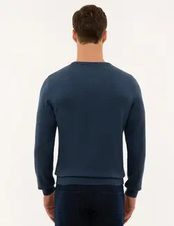 پلیور مردانه نیلی ملانژ پیرکاردین