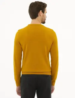 پلیور مردانه زعفرانی پیرکاردین