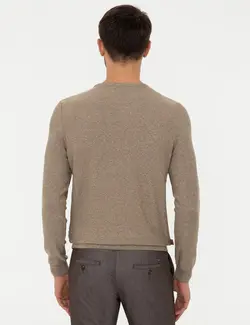 پلیور مردانه شتری ملانژ پیرکاردین