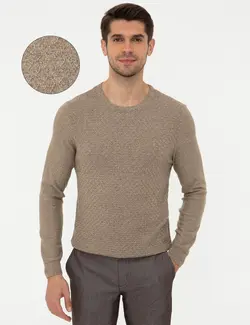 پلیور مردانه شتری ملانژ پیرکاردین