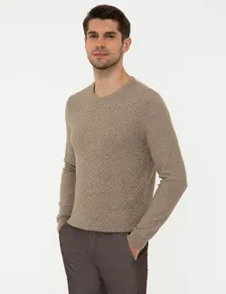 پلیور مردانه شتری ملانژ پیرکاردین