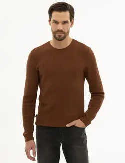 پلیور مردانه قهوه ای پیرکاردین