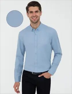 پیراهن آستین بلند مردانه آبی تیره پیرکاردین