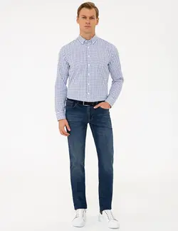 پیراهن آستین بلند مردانه آبی پیرکاردین