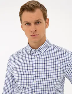 پیراهن آستین بلند مردانه آبی پیرکاردین