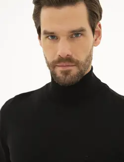 پلیور یقه اسکی مردانه سیاه پیرکاردین