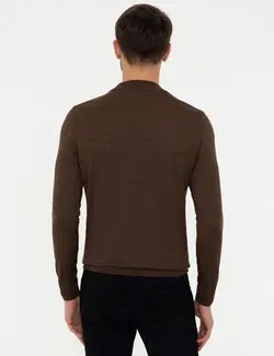 پلیور یقه اسکی مردانه قهوه ای روشن پیرکاردین