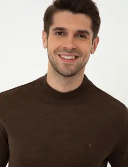 پلیور یقه اسکی مردانه قهوه ای روشن پیرکاردین