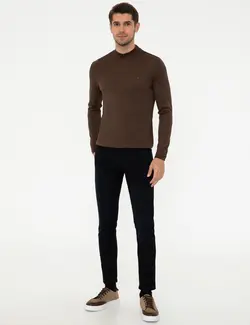 پلیور یقه اسکی مردانه قهوه ای روشن پیرکاردین