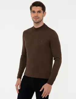 پلیور یقه اسکی مردانه قهوه ای روشن پیرکاردین