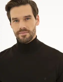 پلیور یقه اسکی مردانه قهوه ای پیرکاردین