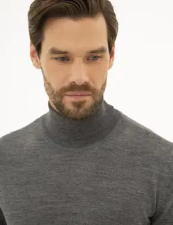 پلیور یقه اسکی مردانه خاکستری ملانژ پیرکاردین