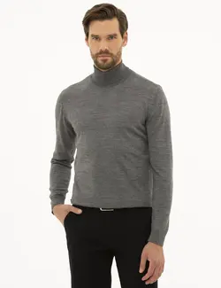 پلیور یقه اسکی مردانه خاکستری ملانژ پیرکاردین