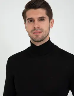 پلیور یقه اسکی مردانه سیاه پیرکاردین