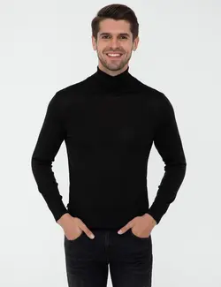 پلیور یقه اسکی مردانه سیاه پیرکاردین