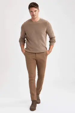 شلوار کتان مردانه قهوه ای دفاکتو