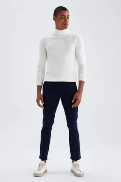 شلوار کتان مردانه سرمه ای دفاکتو