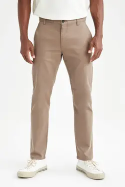 شلوار کتان مردانه خاکی دفاکتو