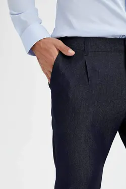 شلوار کتان مردانه سرمه ای دفاکتو