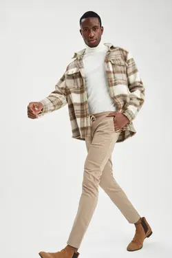 شلوار کتان مردانه بژ دفاکتو