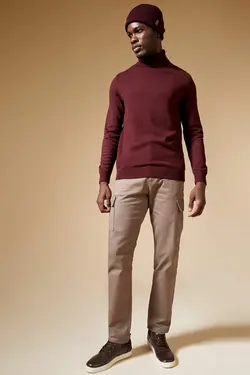 شلوار کتان مردانه خاکی دفاکتو