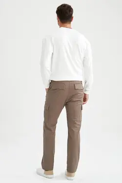 شلوار کتان مردانه خاکی دفاکتو