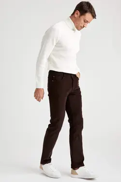 شلوار کتان مردانه قهوه ای دفاکتو